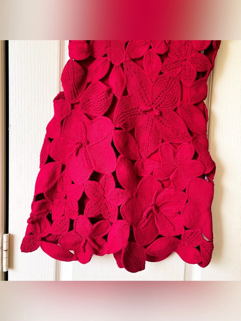 Cult Gaia Meira Knit Dress Floral Appliqué Merlot Small NWT - Picture 3 of 8
